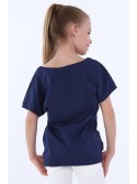 Girls\' blouse with round studs, navy blue NDZ8282 - Online store - Boutique